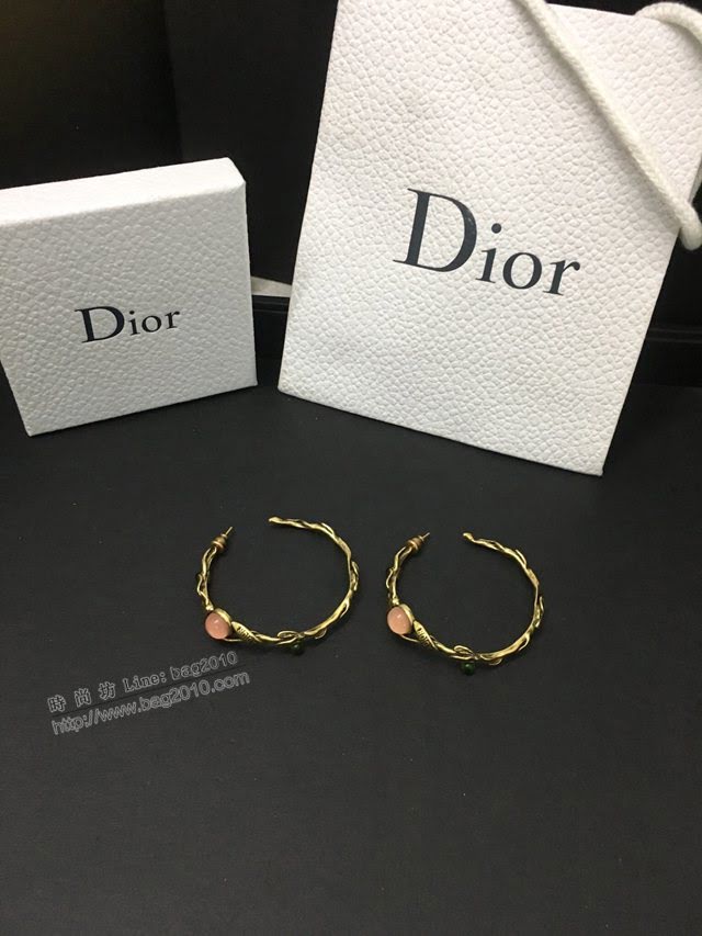 Dior飾品 迪奧經典熱銷款紅色寶石小鳥圓圈耳釘耳環  zgd1467